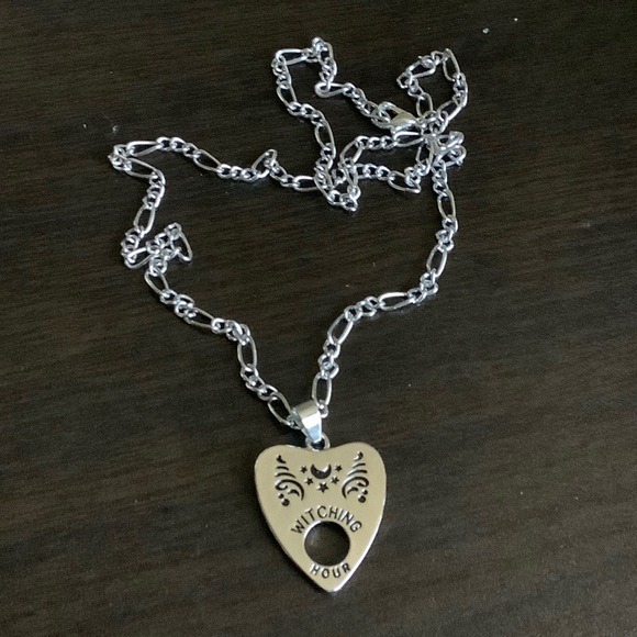 🌸 OUIJA SILVER 18" NECKLACE WITCHING HOUR PENDANT MAGIC EYE READER SPELL HOUR - Picture 6 of 11